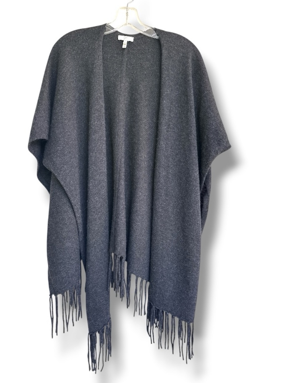 Joie Lucrece Fringed Poncho/Shawl/Cardigan Charcoal Grey One Size